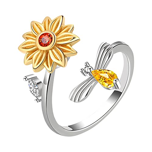 2022 to My Baby Ring Meditationsring für Frauen Ring Verstellbarer drehbarer Ring aus Sterlingsilber Verstellbarer offener Wickelring Ring Von Der Ringe (Gold, One Size) von 2022