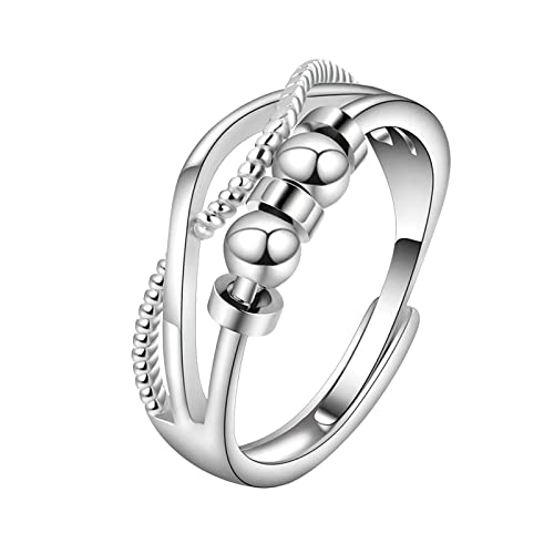 2022 to My Baby Ring Meditationsring für Frauen Ring Verstellbarer drehbarer Ring aus Sterlingsilber Verstellbarer offener Wickelring Ringe Herren Silber 925 Wikinger (Gold, One Size) von 2022