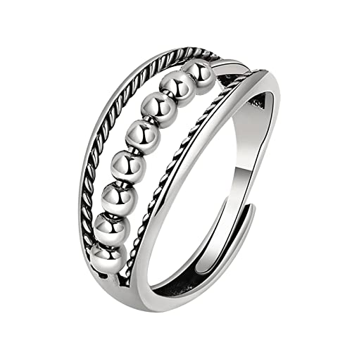 2022 to My Baby Ring Meditationsring für Frauen Ring Verstellbarer drehbarer Ring aus Sterlingsilber Verstellbarer offener Wickelring Ringe Saturn Sebald (Silver, One Size) von 2022