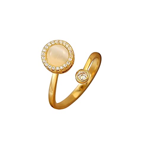 Angst Ring Opal rotierend für Frauen Vintage verstellbare Antis Stress Ringe Makramee Ringe Holz 20 cm (Gold, One Size) von 2022