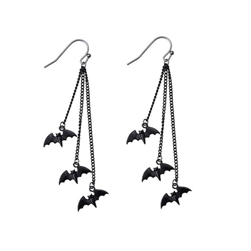 Gothic Style Halloween Artificial Bat Shaped Ohrringe Black Halloween Horror Bat Quaste Ohrringe Halloween Party Schmuck Ohrringe für Frauen Fake Weapon Ohrringe Ohrringe Zirkonia (Black, One Size) von 2022