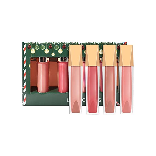 Mattes Lipgloss-Set, Weihnachtsgeschenkbox, 4 Farben, wasserdicht, langlebig, Lipgloss, Antihaft-Cup, Lipgloss-Set, 4 ml Lipgloss Für Mädchen (B, A) von 2022