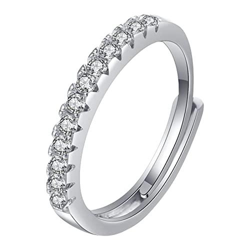 Wunderschöne Eheringe Frauen Schmuck Weiß Ringe Schöner Ring Juwel Legierung Eingelegter Strass Weiblicher Ring Beliebter Exquisiter Ring Einfacher Modeschmuck Ringbuchmechanik 4 (Silver, One Size) von 2022