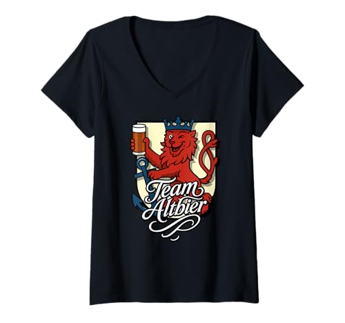 Damen Düsseldorf Team Altbier Bergischer Löwe mit Anker T-Shirt mit V-Ausschnitt Damen Düsseldorf Team Altbier Bergischer Löwe mit Anker T-Shirt mit V-Ausschnitt von 2025 Düsseldorf & Altbier Merch