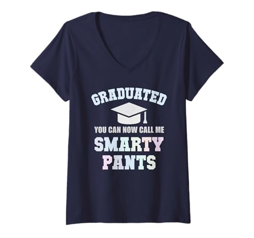 Damen Funny I'm Graduated Smart Pants College Degree Graduation T-Shirt mit V-Ausschnitt Damen Funny I'm Graduated Smart Pants College Degree Graduation T-Shirt mit V-Ausschnitt von 2025 Smart & Stuff Can I Go Back To Sleep Now