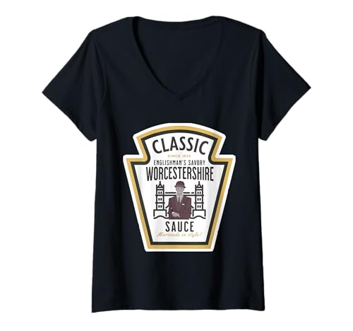 Damen Worcestershire Sauce DIY Halloween Kostüm Herren Damen Kinder T-Shirt mit V-Ausschnitt von 2025 Worcestershire Sauce DIY Halloween Matching