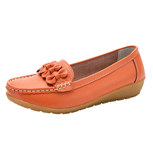 205 Damen Schuhe 43 Slip On Women Comfort Walking Flat Loafers Freizeitschuhe Driving Loafers Wanderschuhe für Frauen Schuhe Damen Winter Gefüttert Boots (Orange, 38) von 205