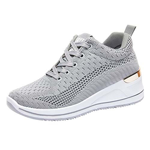 Damenschuhe Waldläufer 8 Frauen Keil Turnschuhe Dicke Sohle Atmungsaktive Turnschuhe rutschfeste Ultraleichte Turnschuhe mit weicher Sohle Atmungsaktive Schuhe Damen Wasserdicht 41 (Grey, 39.5) von 205