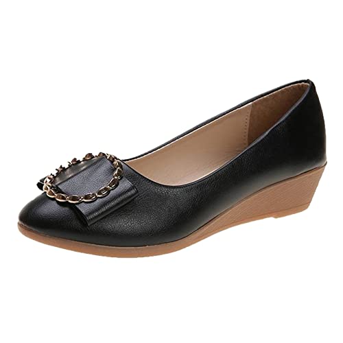 Offene Schuhe Damen Atmungsaktive Schnürschuhe für Damen mit Keilabsatz und lässigen Sandalen Damen Winter Schuhe 39 (Black, 40) von 2022