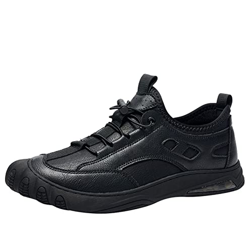 Schuhe Herren 48 Sneaker Herrenschuhe Große Größe Lässiges Leder Laace Up Einfarbige Lässige Mode Einfache Schuhe Laufschuhe Herren Schuhe Lack (Black-B, 40) von 205