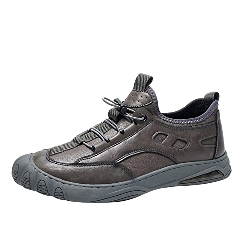 Schuhe Herren 48 Sneaker Herrenschuhe Große Größe Lässiges Leder Laace Up Einfarbige Lässige Mode Einfache Schuhe Laufschuhe Herren Schuhe Lack (Grey-B, 41) von 205