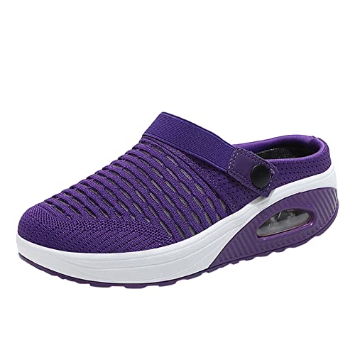 Schuhe Mit Keilabsatz Für Damen Damen Mode Mesh Atmungsaktive Leichte Dicke Untere Luftkissen Lässige Sportschuhe Schuhe Damen Gr. 42 (Purple, 40) von 205