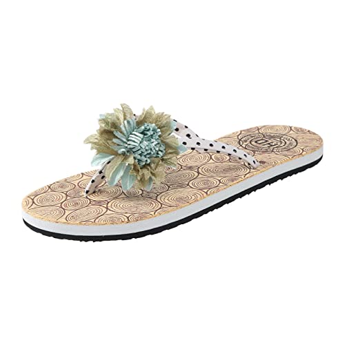 Schuhe Stiefeletten Damen Hausschuhe für Damen Damen Mode Sommer Blumen böhmischen Stil Hausschuhe Strand Sandalen Schuhe 11 Damen Schuhe (White, 35.5) von 205