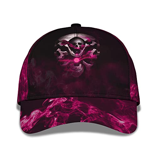 208 Damen Herren Baseball Cap Totenkopf Und Pink Smoke Gothic Distressed Basecap Vintage Baseballmütze Leicht Basecap Für Sport Draussen Reisen von 208