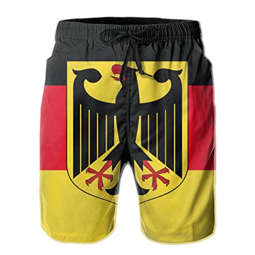 208 Deutschland-Flagge Herren Trainingshose Schnelltrocknend Kurze Hose Lässige Badeshorts Mit Mesh Futter Sporthose L von 208