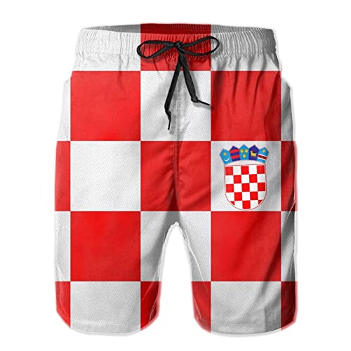 208 Kroatien-Flagge 3D Gedruckt Herren Jogginghose Lässige Badehose Schnelltrocknend Trainingshose Jogger Freizeithose M von 208