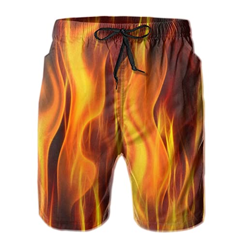 208 Orangefarbenes Feuer 3D Gedruckt Herren Sporthose Sommer Surf Schwimmhose Schnelltrocknend Kurze Hose Mit Mesh Futter Badehose L von 208