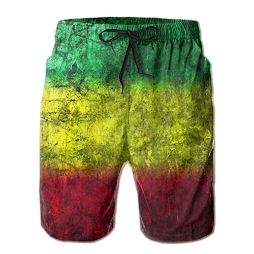 208 Reggae-Rasta-Flagge Herren Shorts Mit Mesh Futter Sweatpants Schnelltrocknend Strandshorts Sommer Badehose M von 208