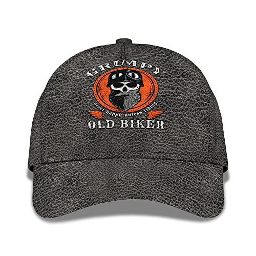 Damen Herren Hip-Hop-Hut Grumpy Never Happy, Es Sei Denn, Er Reitet Einen Alten Biker Distressed Basecap Leicht Baseball Kappe Mütze Vintage Snapback Kappe Für Wander Kletter Golf von 208