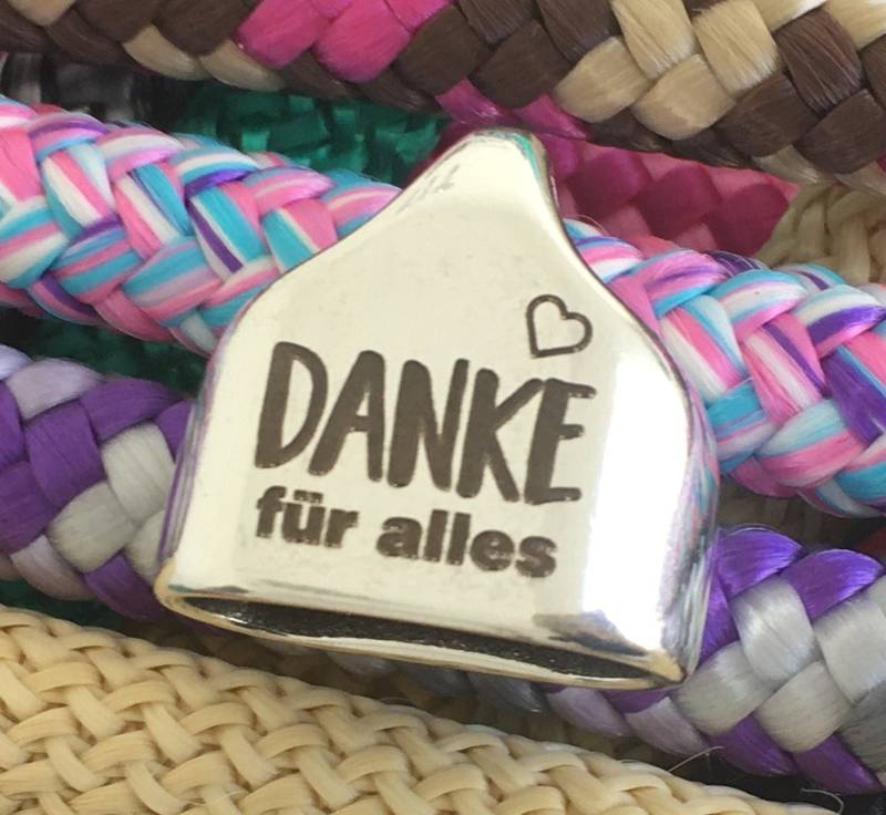Schlüsselanhänger Aus Segelseil Mit Versilberter Endkappe Gravur "Danke Für Alles" in Wunschfarbe Individuell, Weihnachten, Geburtstag von 20glueckSMomente18