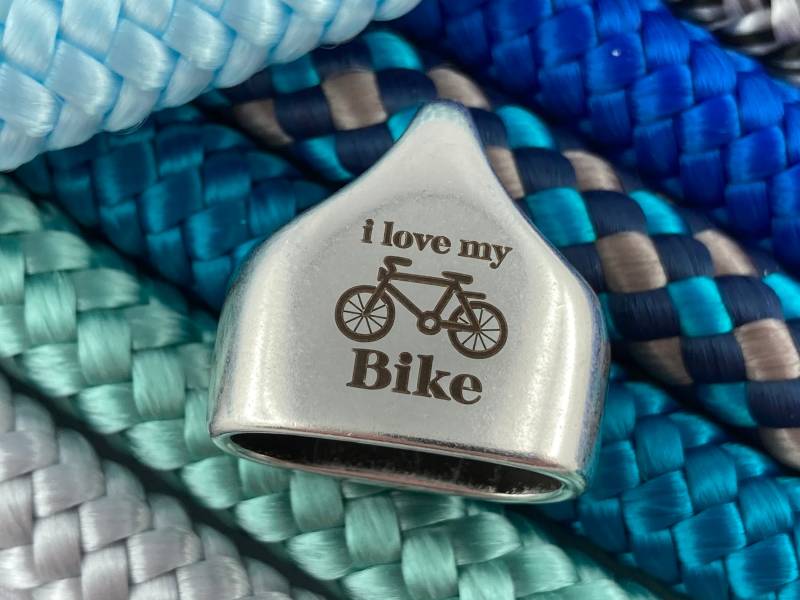 Schlüsselanhänger Aus Segelseil Mit Versilberter Endkappe Gravur "I Love My Bike" in Wunschfarbe, Geburtstag, Weihnachten, Urlaub von 20glueckSMomente18