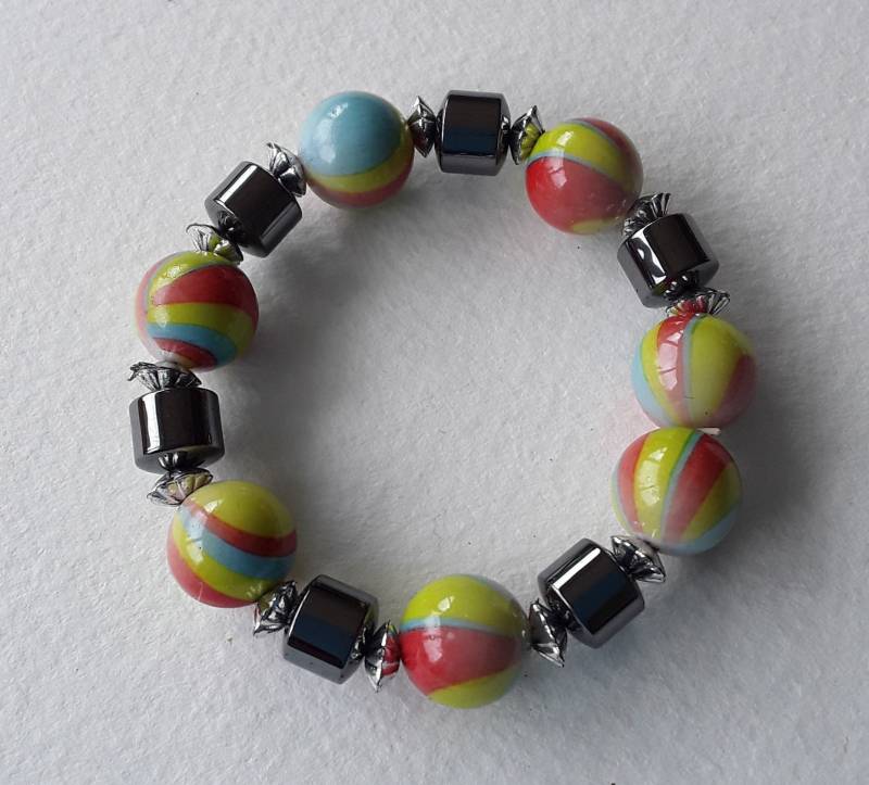 Armband - Silber Und Regenbogenstreifen von 20thCenturyStuff
