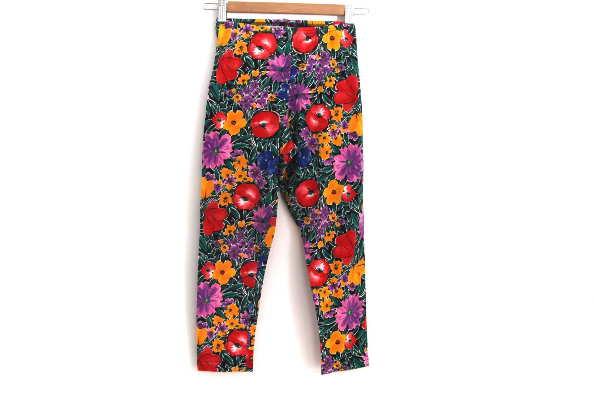 Vintage Blumen Leggings Capri Hose Gemustert 80Er 90Er Jahre von 216vintageModern