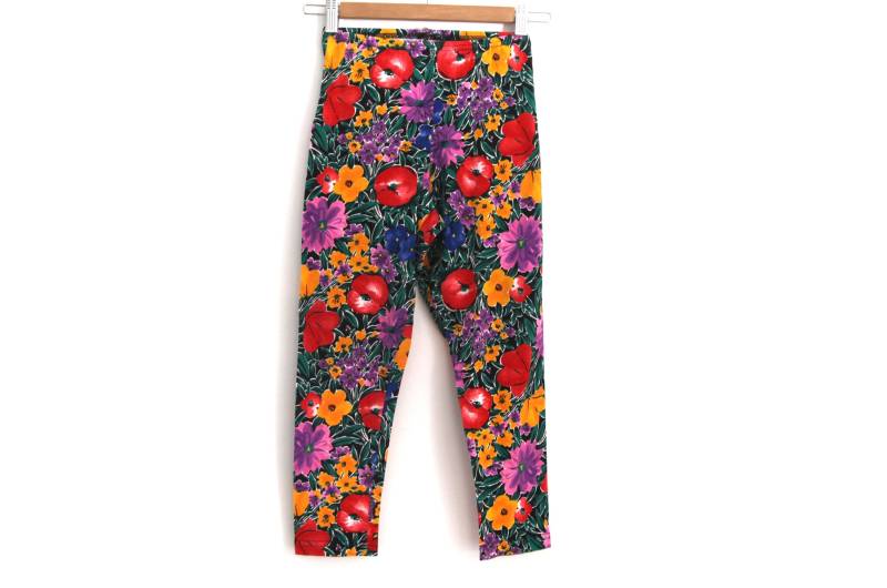 Vintage Blumen Leggings Capri Hose Gemustert 80Er 90Er Jahre von 216vintageModern