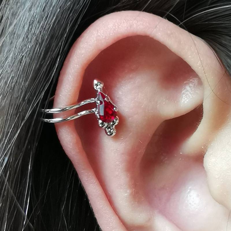 Boucles D'oreilles Cartilage, Cristal Swarovski, Plaqué Or Rose, Blanc, Boucle D'oreille Helix, Protège-Oreilles, Non Piercing von 21APRILjewelry