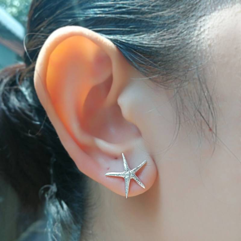 Handmade Sterling Silber Stern Ohrstecker von 21APRILjewelry