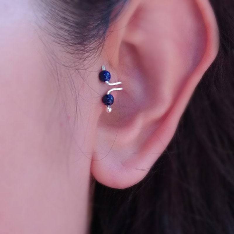 Lapis Lazuli Tragus Ohrmanschette Sterling Silber Ohrclip von 21APRILjewelry