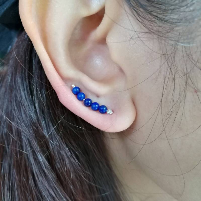 Lapislazuli Sterlingsilber Ohr Kletterer Ohrringe Dezember Geburtsstein von 21APRILjewelry