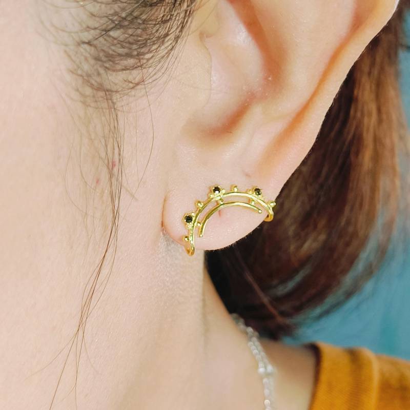 Minimal Sterling Silber Ohrmanschette Black Diamond Cz Ohrclip von 21APRILjewelry