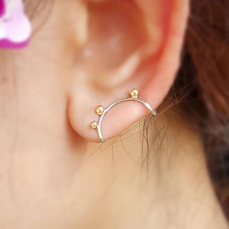 Minimalist Sterling Silber Ohrmanschette 18K Vergoldeter Ohrclip von 21APRILjewelry