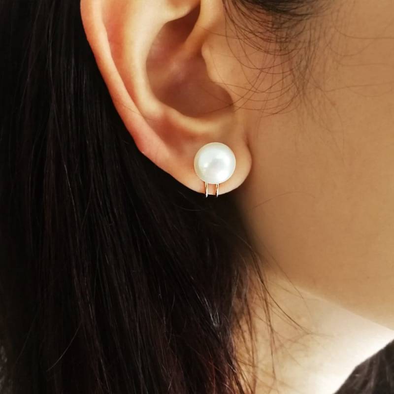 Perlenclip-Ohrringe, Perlenclip-Ohrstecker, Süßwasserperlenohrringe, Rosévergoldet, Silberclip-Ohrringe von 21APRILjewelry