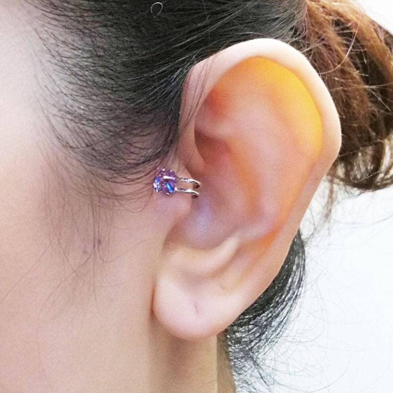 Rosa Swarovski Kristall Ohrmanschette Weißgold Plattiert Tragus Schmuck von 21APRILjewelry