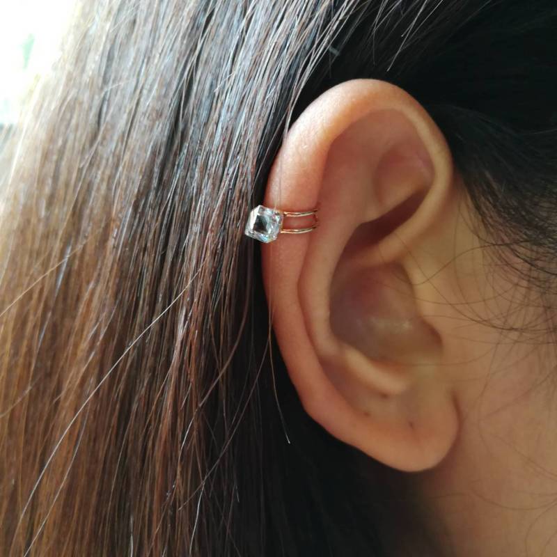 Rose Gold Helix Ohrmanschette Swarovski Crystal Ohrclip von 21APRILjewelry