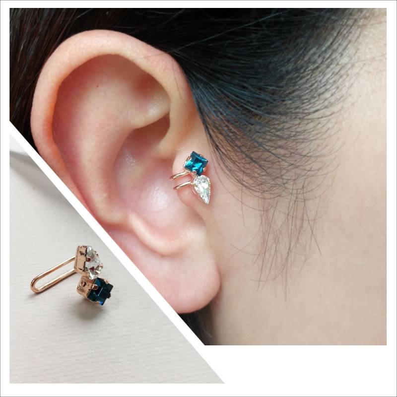 Rose Gold Tragus Ohrmanschette Swarovski Kristall Nicht Piercing Knorpelohrring von 21APRILjewelry