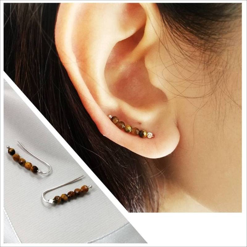 Tigerauge Ohr Kletterer, 925Er Silber von 21APRILjewelry