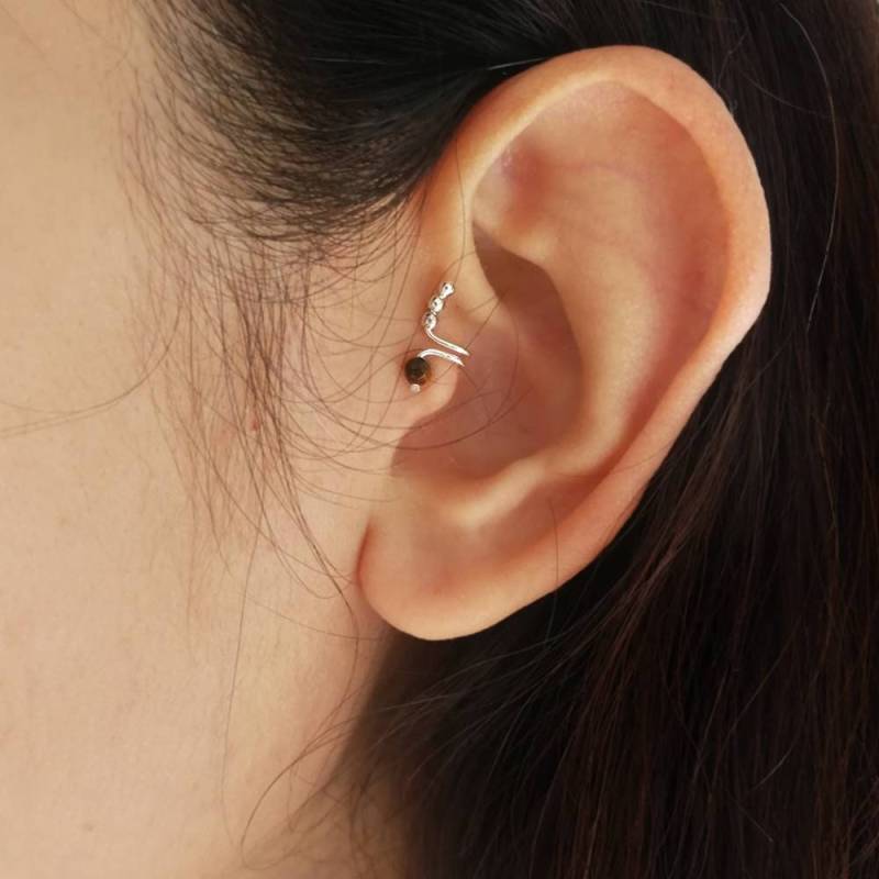 Tigerauge Tragus Ohrmanschette Sterling Silber Ohrclip von 21APRILjewelry