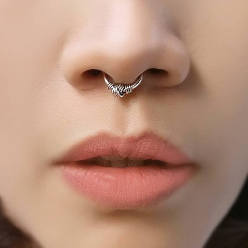 sterling Silber Fake Septum Ring Verstellbarer Nasenschmuck von 21APRILjewelry