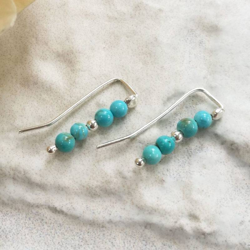 sterling Silber Türkis Ohr Kletterer Dezember Geburtsstein Boho Ohrringe von 21APRILjewelry