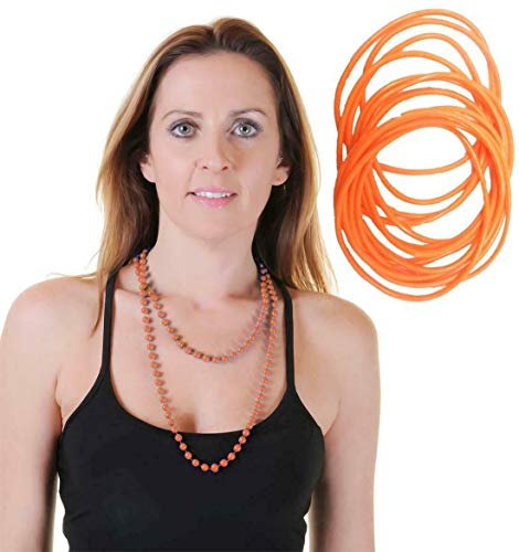 21Fashion 1980er Jahre Gummy Armreifen Armband Perlen Halskette Set Damen 80er Jahre Cosplay Zubehör Neon Orange Einheitsgröße von 21Fashion