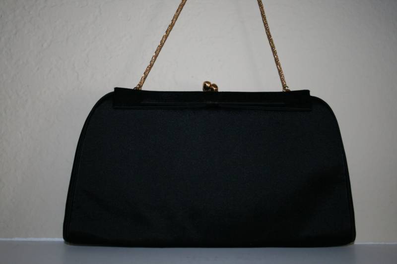 Schwarze Designer "mm" I.magnin & Co. Satin Abend Handtasche Schwarze Designer "mm" I.magnin & Co. Satin Abend Handtasche von 222SouthHelix