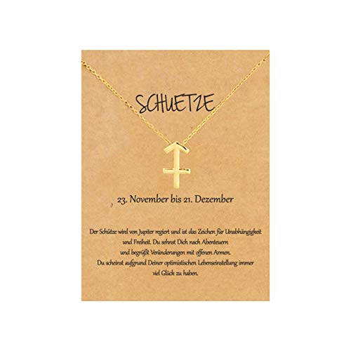 22Baby Anmutige Sternzeichen Halskette | Schütze | Karte mit Sternzeichen-Charakteristik | Vergoldet | Kleines Geschenk Freund Freundin | Geschenkideen Astrologie Horoskop von 22Baby