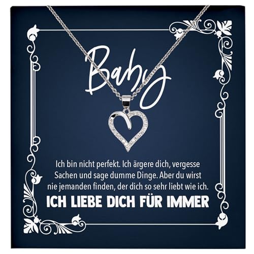 22Feels Baby Romantisches Geschenk Frauen Schmuck Set zum Hochzeitstag Ehefrau, Valentinstag für Sie, Freundin Jahrestag - Echt Silber 925 Herz Halskette mit Karte von 22Feels