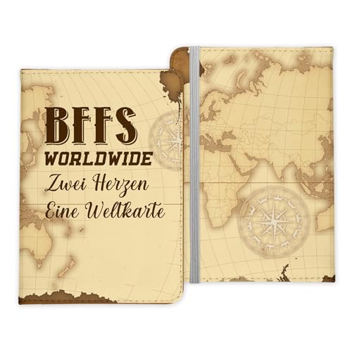 22Feels Beste Freundin Reisepasshülle BFFs Worldwide Frauen Geschenk Reisen mit Freunden Pass Etui Cover Organizer Gadgets Sommer Urlaub Kunst-Leder von 22Feels