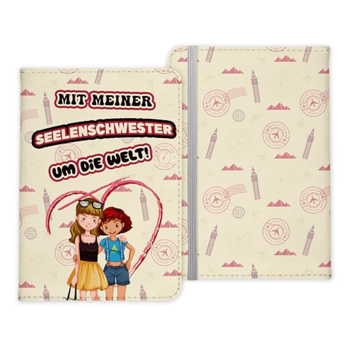 22Feels Beste Freundin Reisepasshülle Seelenschwester Frauen Geschenk Reisen mit Freunden Pass Etui Cover Organizer Gadgets Sommer Urlaub Kunst-Leder von 22Feels