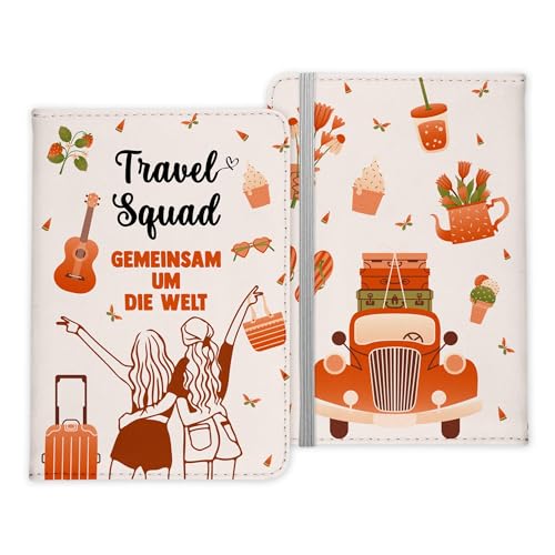 22Feels Beste Freundin Reisepasshülle Travel Squad Frauen Geschenk Reisen mit Freunden Pass Etui Cover Organizer Gadgets Sommer Urlaub Kunst-Leder von 22Feels