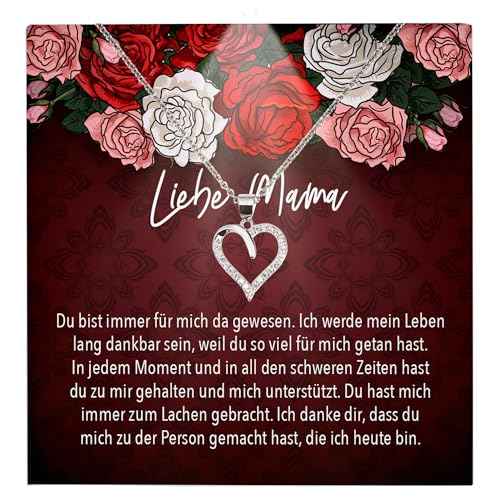 22Feels Beste Mama Geschenk Frauen Schmuck - Silber 925/000 Herz Halskette Damen - Muttertag Geburtstag Weihnachten Idee von Tochter Sohn an Mutter Eltern Familie - Karte Premium Licht Etui von 22Feels